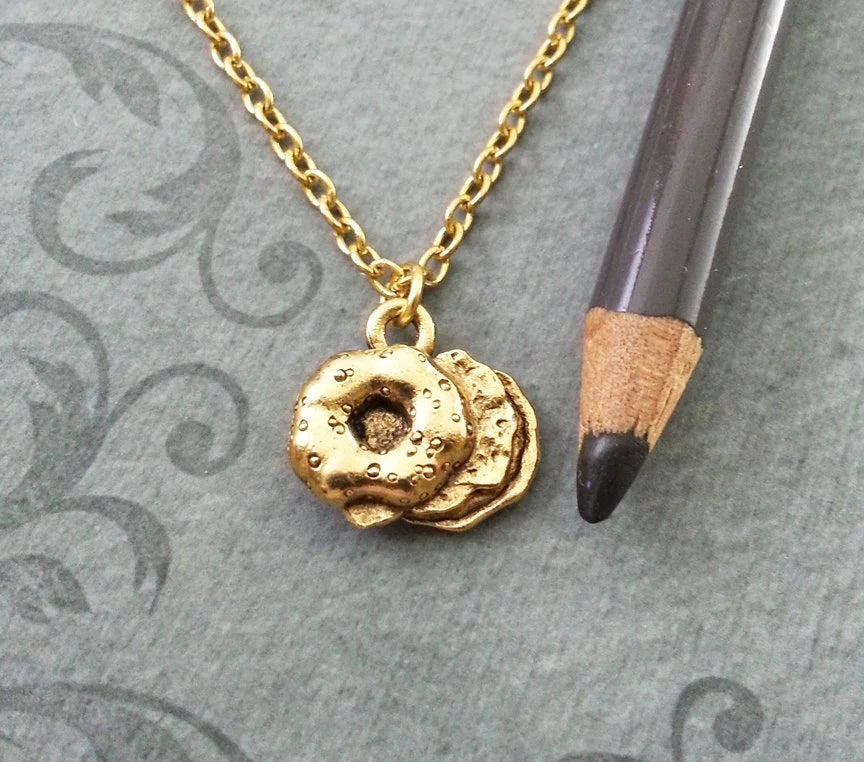 Bagel Charm Necklace (Gold-tone)