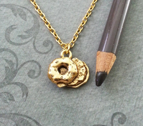 Bagel Charm Necklace (Gold-tone)