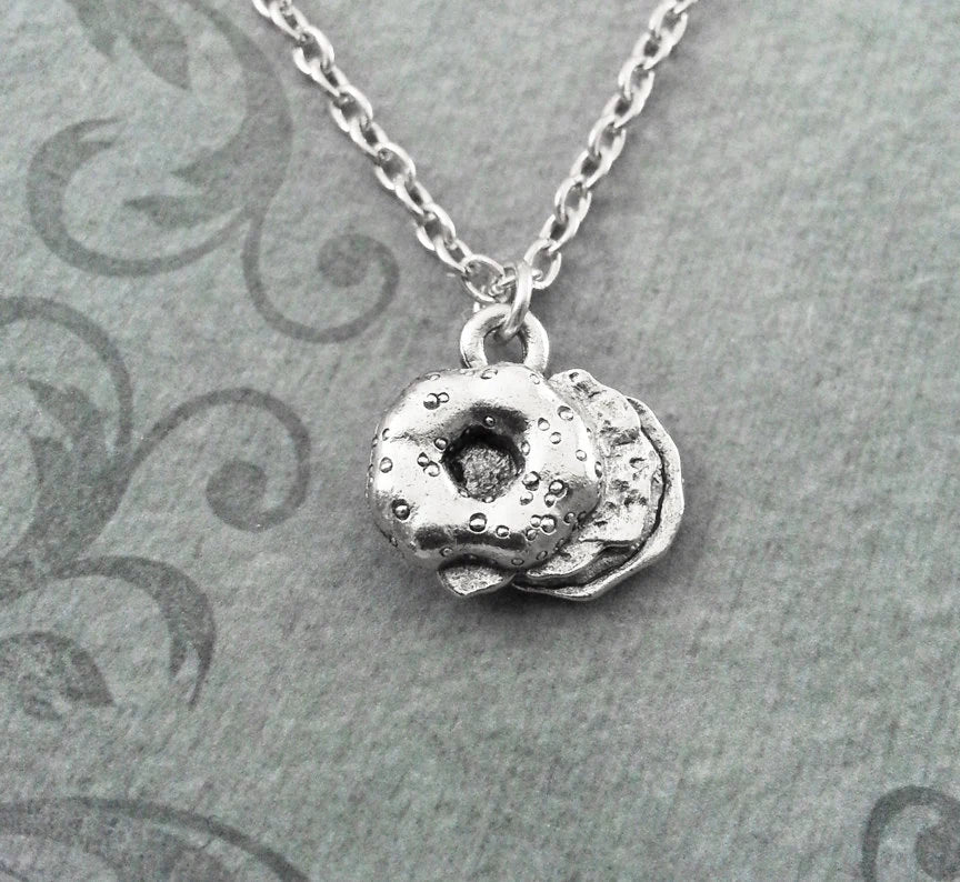Bagel Charm Necklace (Silver-tone)
