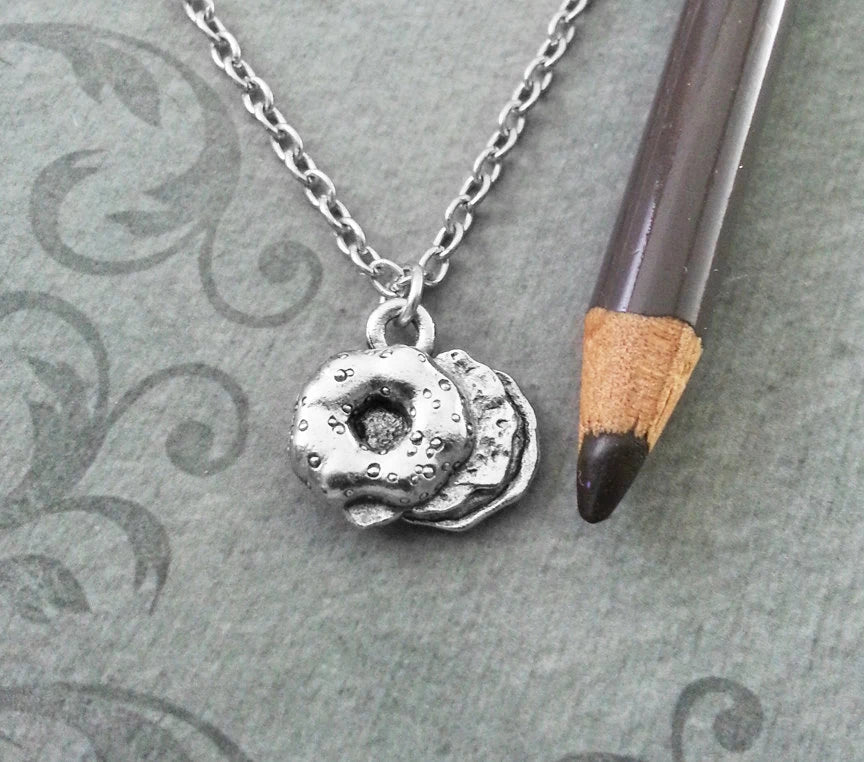 Bagel Charm Necklace (Silver-tone)