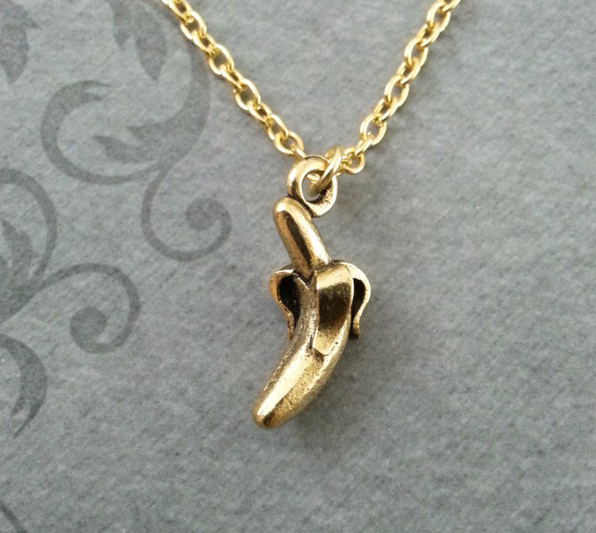 Banana Charm Necklace (Gold-tone)