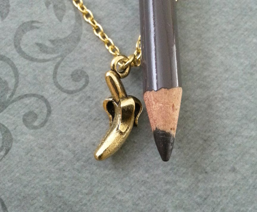 Banana Charm Necklace (Gold-tone)