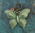 Butterfly Keychain with Initial (Bronze & Patina Verdigris)