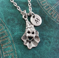 Clown Necklace with Initial (Silver-Toned)