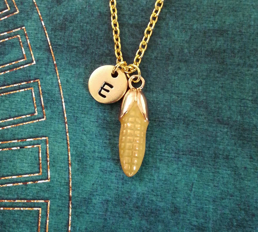 Corn Initial Necklace (Gold-Toned)