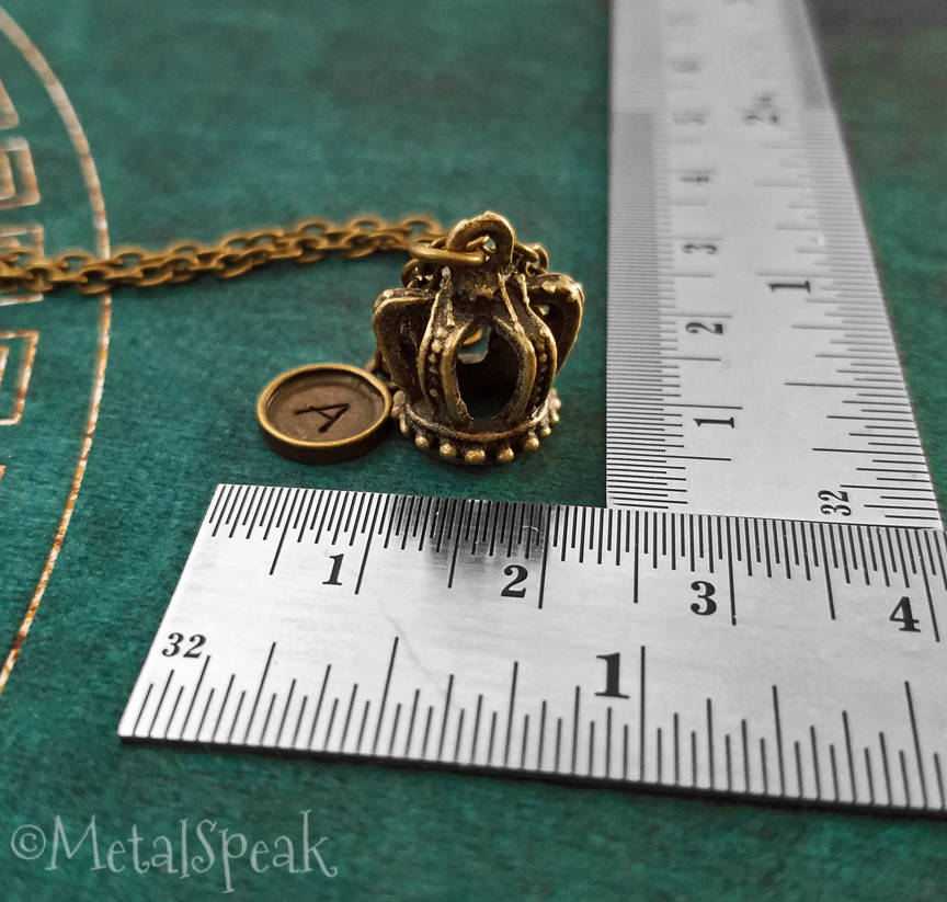 Crown Keychain with Initial (Bronze-Toned)