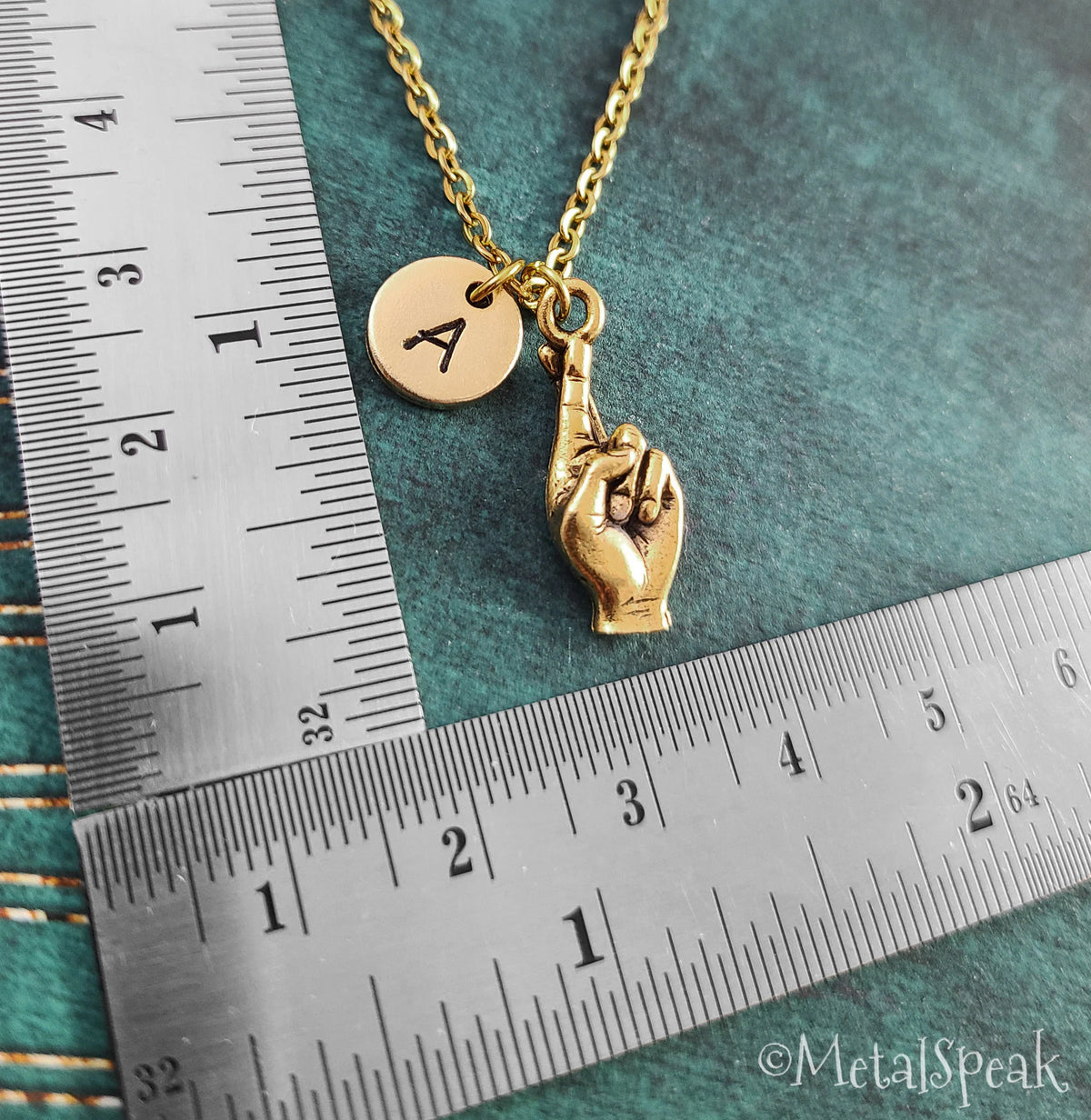 Fingers Crossed Keychain with Initial (Gold-Toned)