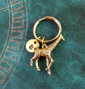 Giraffe Keychain with Initial (Gold-Toned)