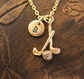 Golf Necklace with Initial (Gold-Toned)