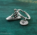 Jet Ski Keychain with Initial (Silver-Toned)