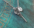 Lacrosse Necklace with Initial (Silver-Toned)
