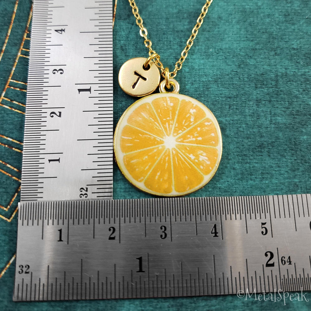 Lemon Keychain with Initial (Gold-Toned)