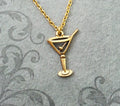 Gold Martini Glass Charm Necklace (Gold-tone)