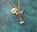 Martini Glass Initial Necklace (Gold-Toned)