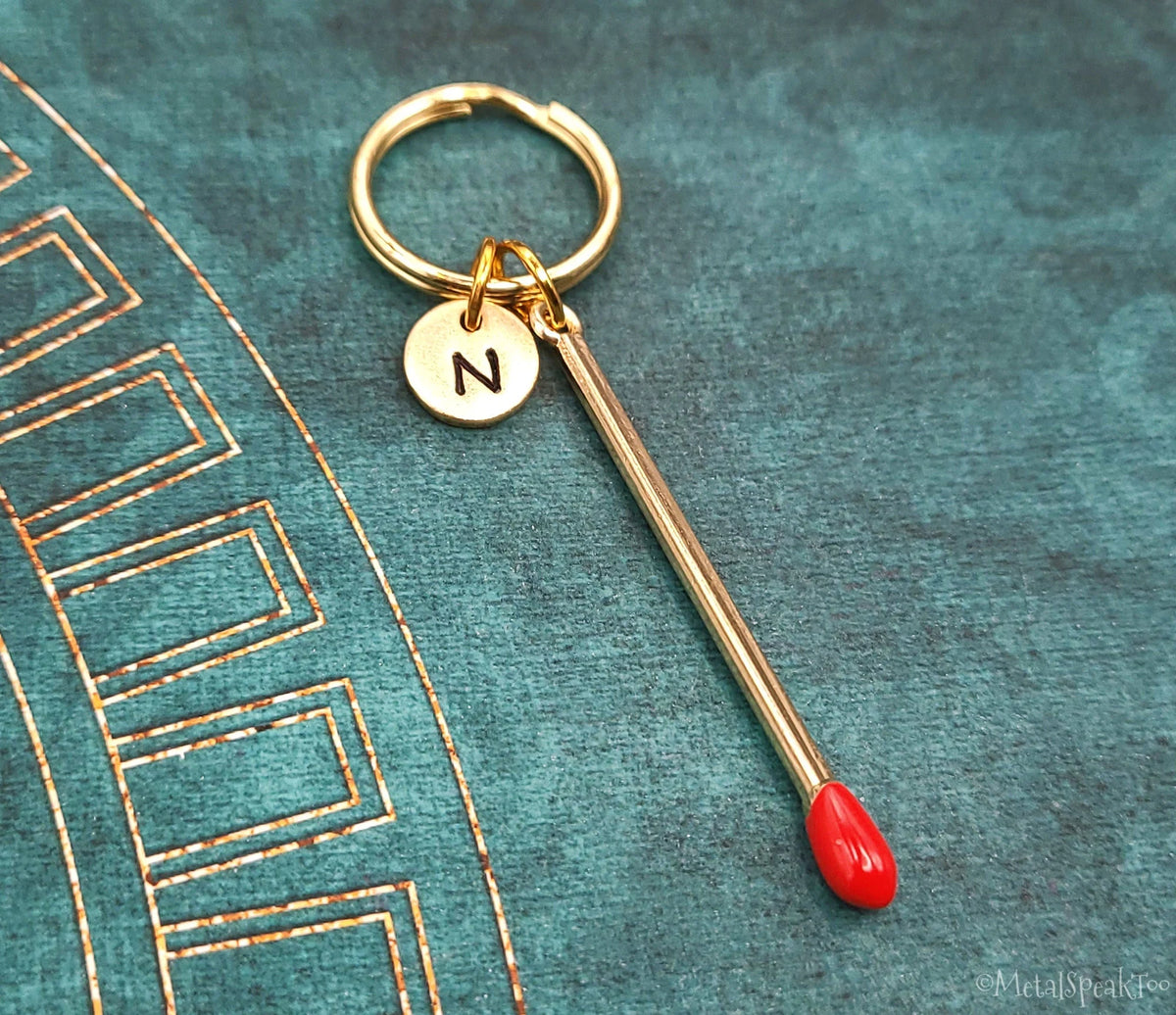 Personalized Gold-toned Matchstick Keychain