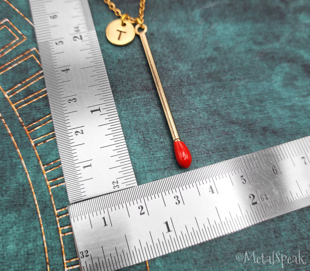 Matchstick Necklace with Initial (Gold-Toned)