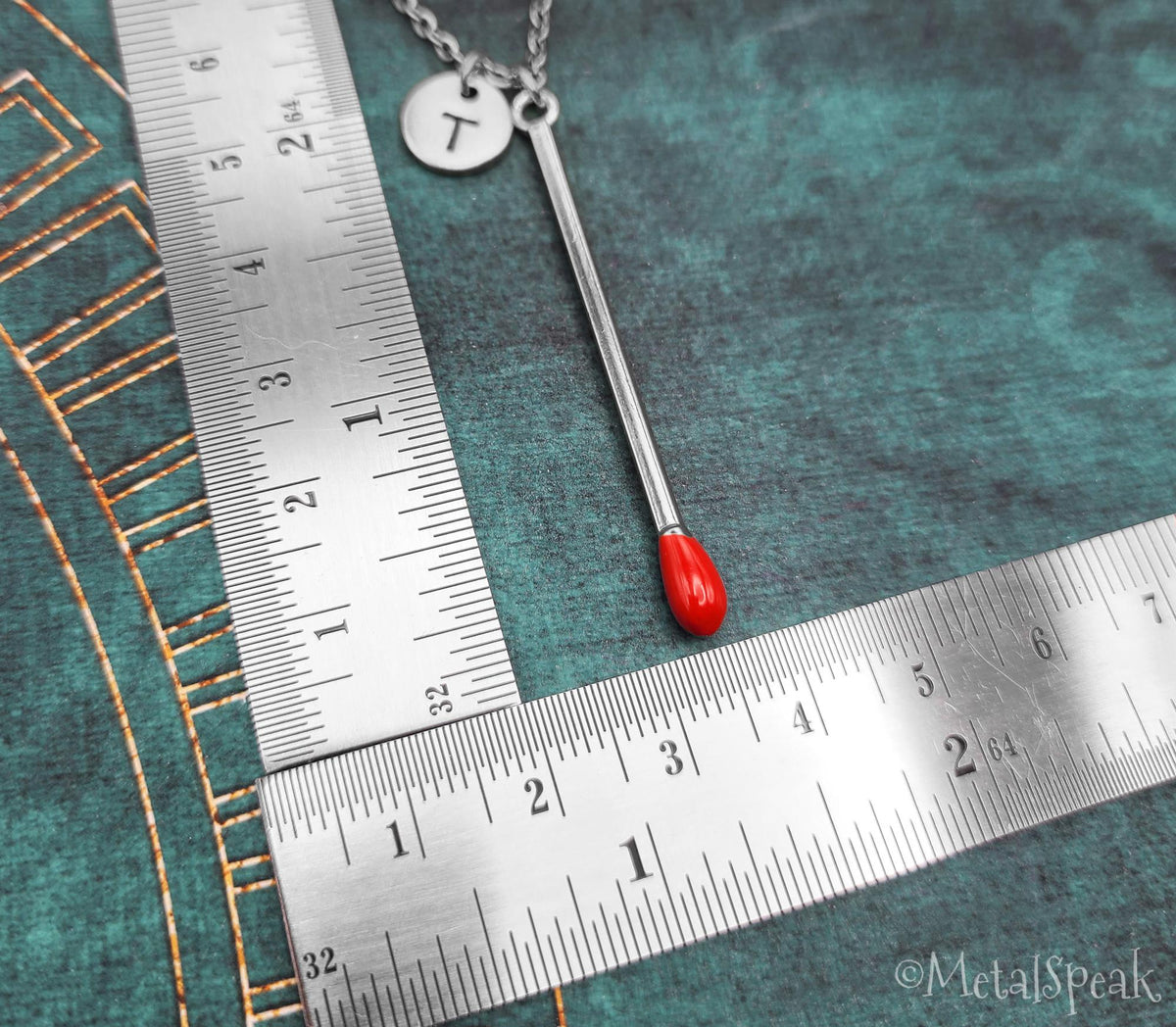Personalized Silver-toned Matchstick Keychain
