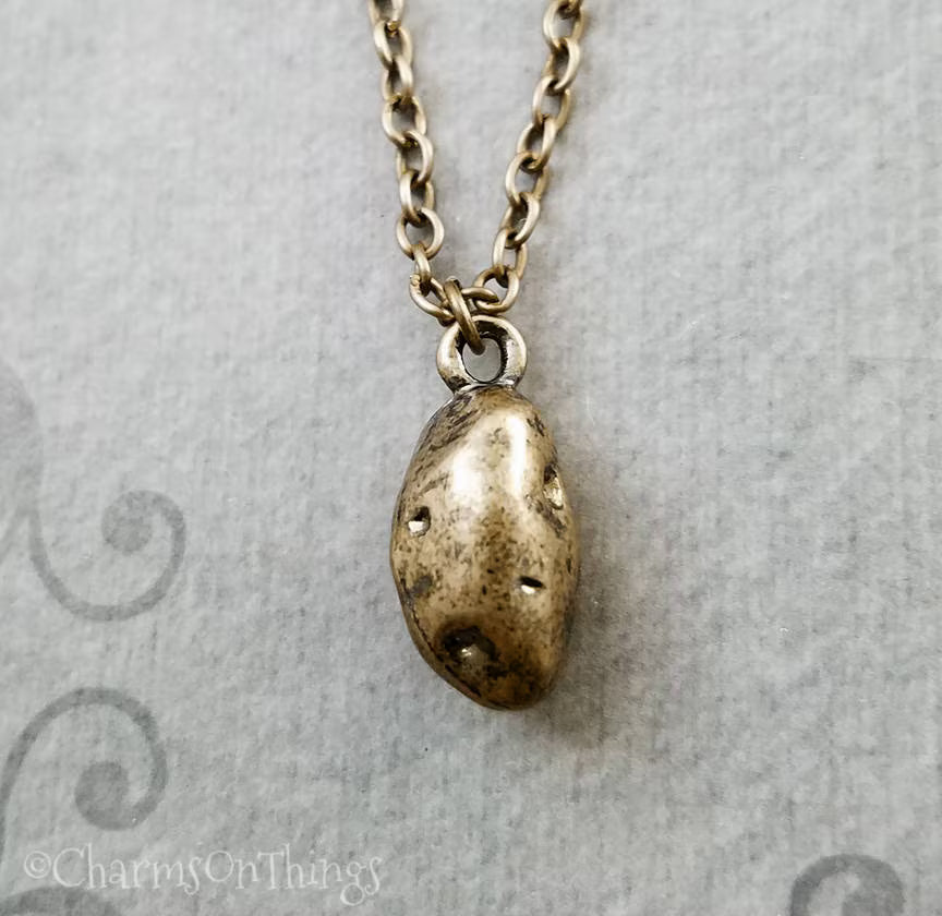 Potato Charm Necklace (Antique Bronze-tone)