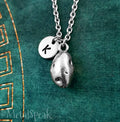 Potato Necklace with Initial (Silver-Tone)