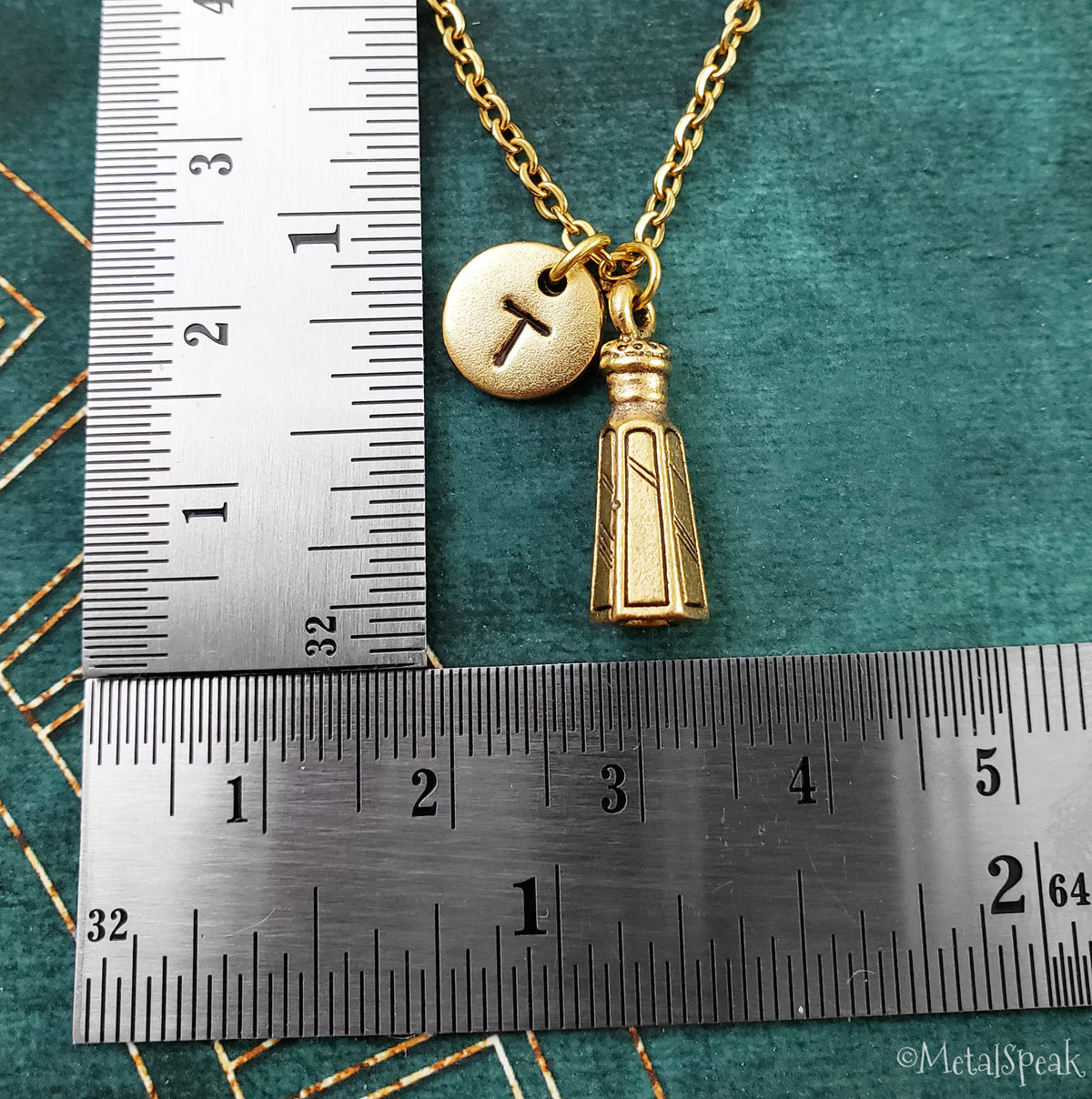 Salt Shaker Keychain with Initial (Gold-Toned)