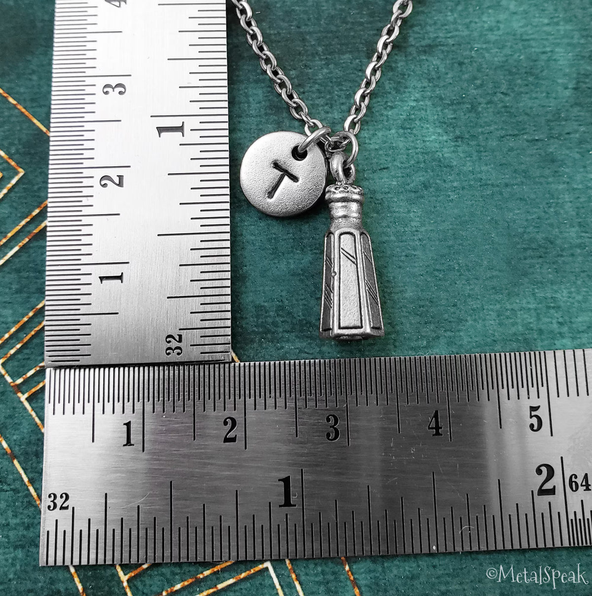 Salt Shaker Keychain with Initial (Silver-Toned)