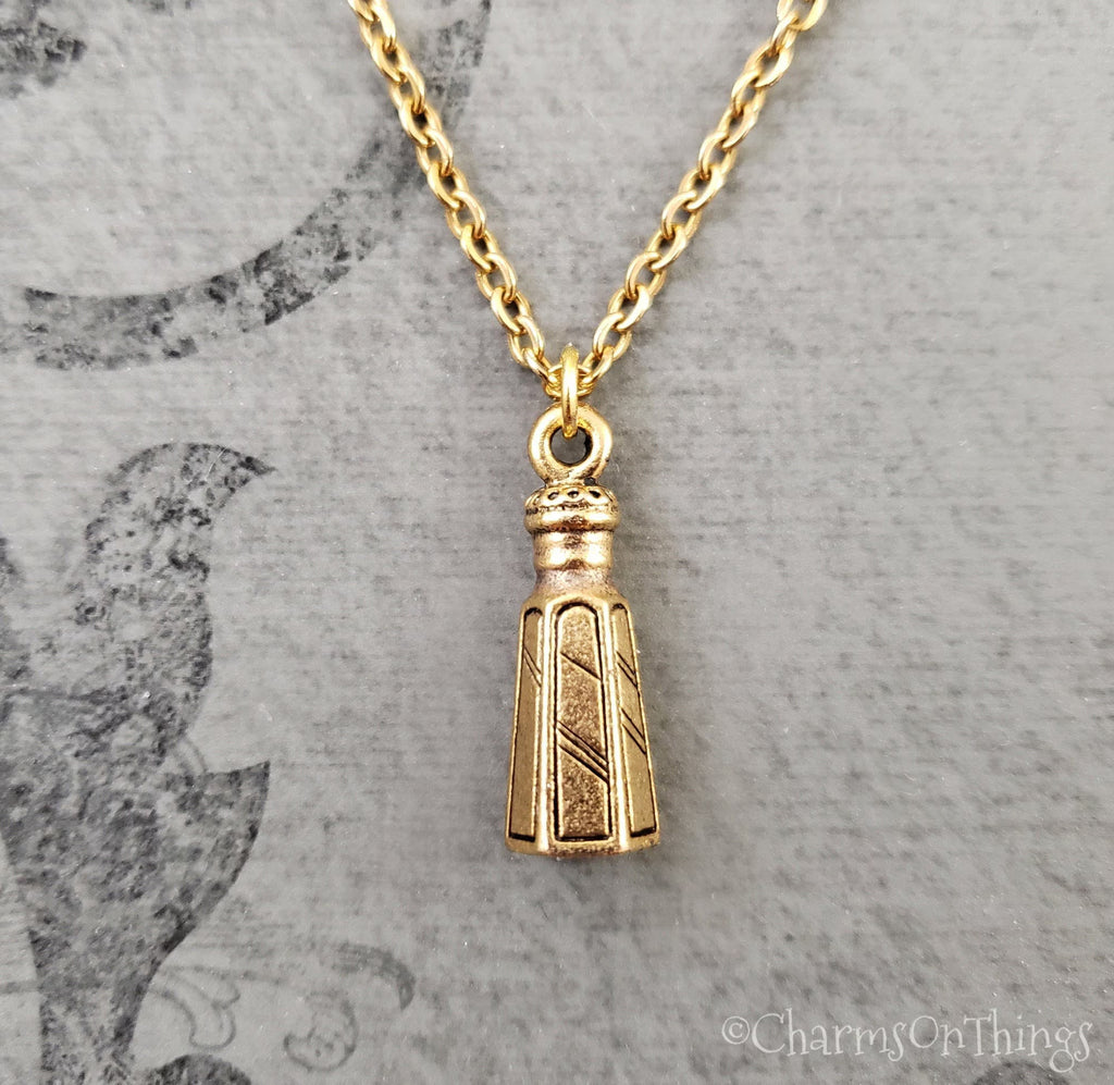 Salt and Pepper Shaker Necklace (Gold-tone)