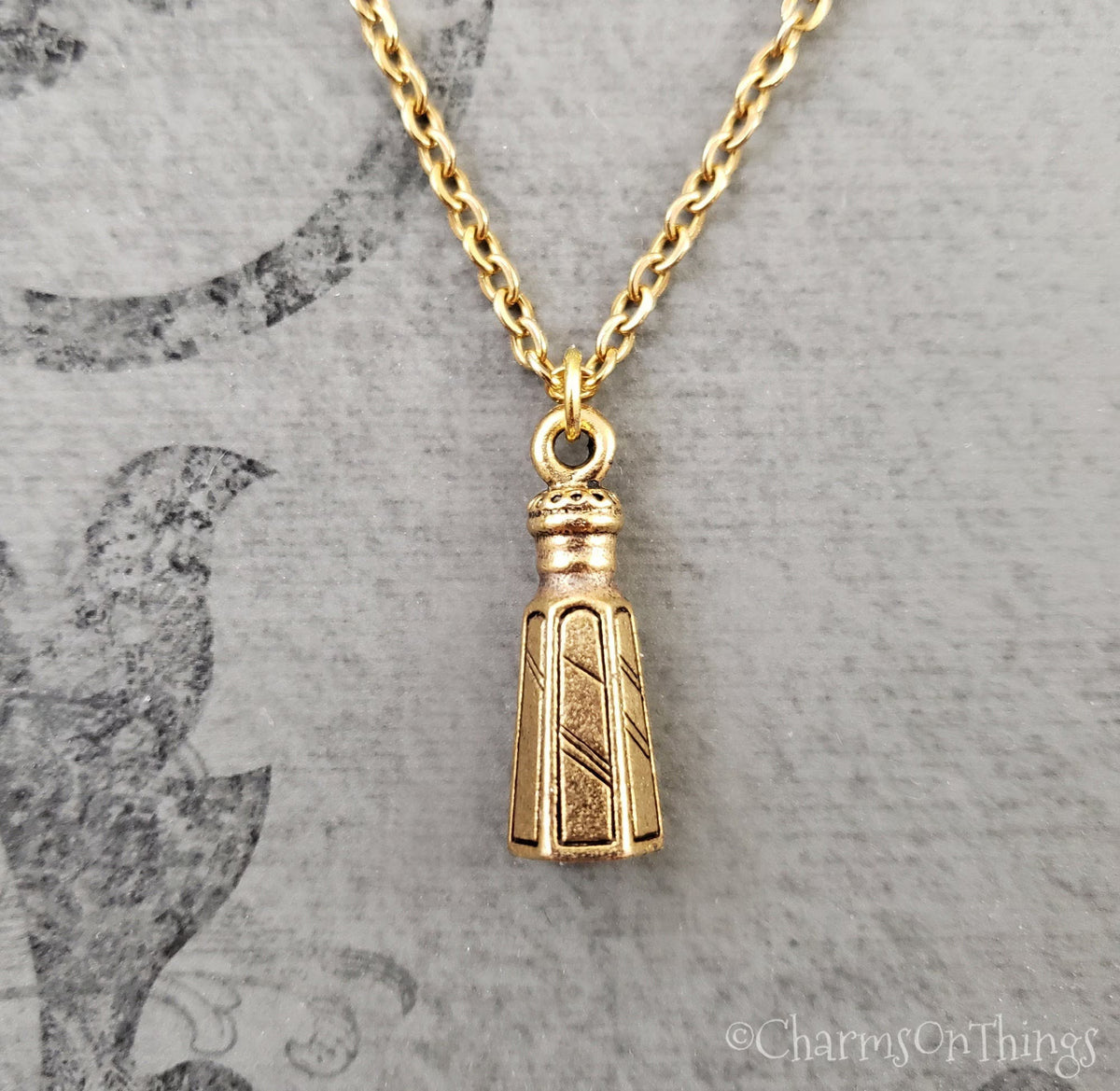 Salt and Pepper Shaker Necklace (Gold-tone)