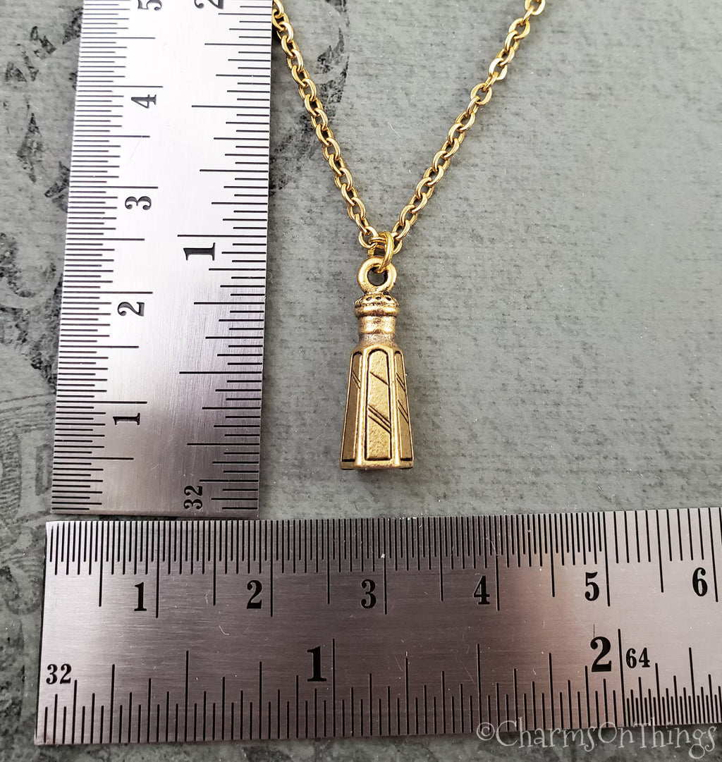 Salt and Pepper Shaker Necklace (Gold-tone)
