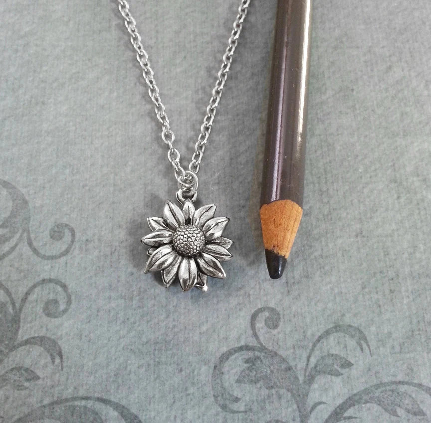 Sunflower Charm Necklace (Silver-tone)