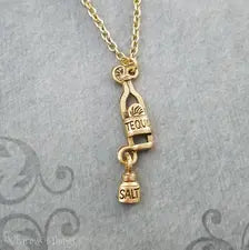 Tequila & Salt Charm Necklace (Gold-tone)