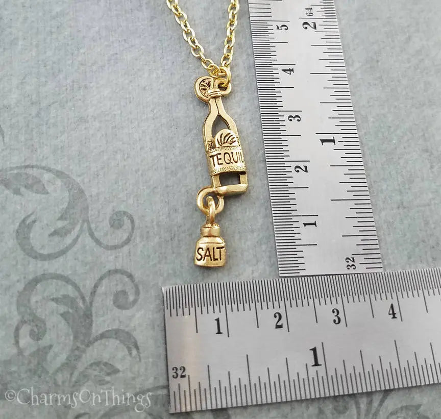 Tequila & Salt Charm Necklace (Gold-tone)