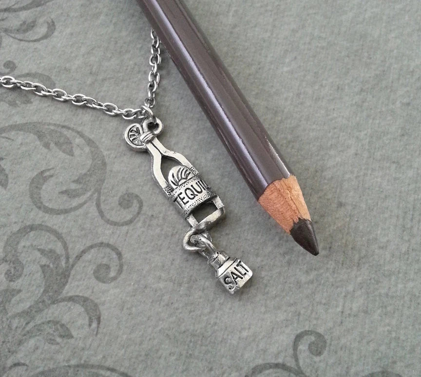 Tequila & Salt Charm Necklace (Silver-tone)
