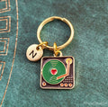 Turntable Keychain with Initial (Gold-Toned)