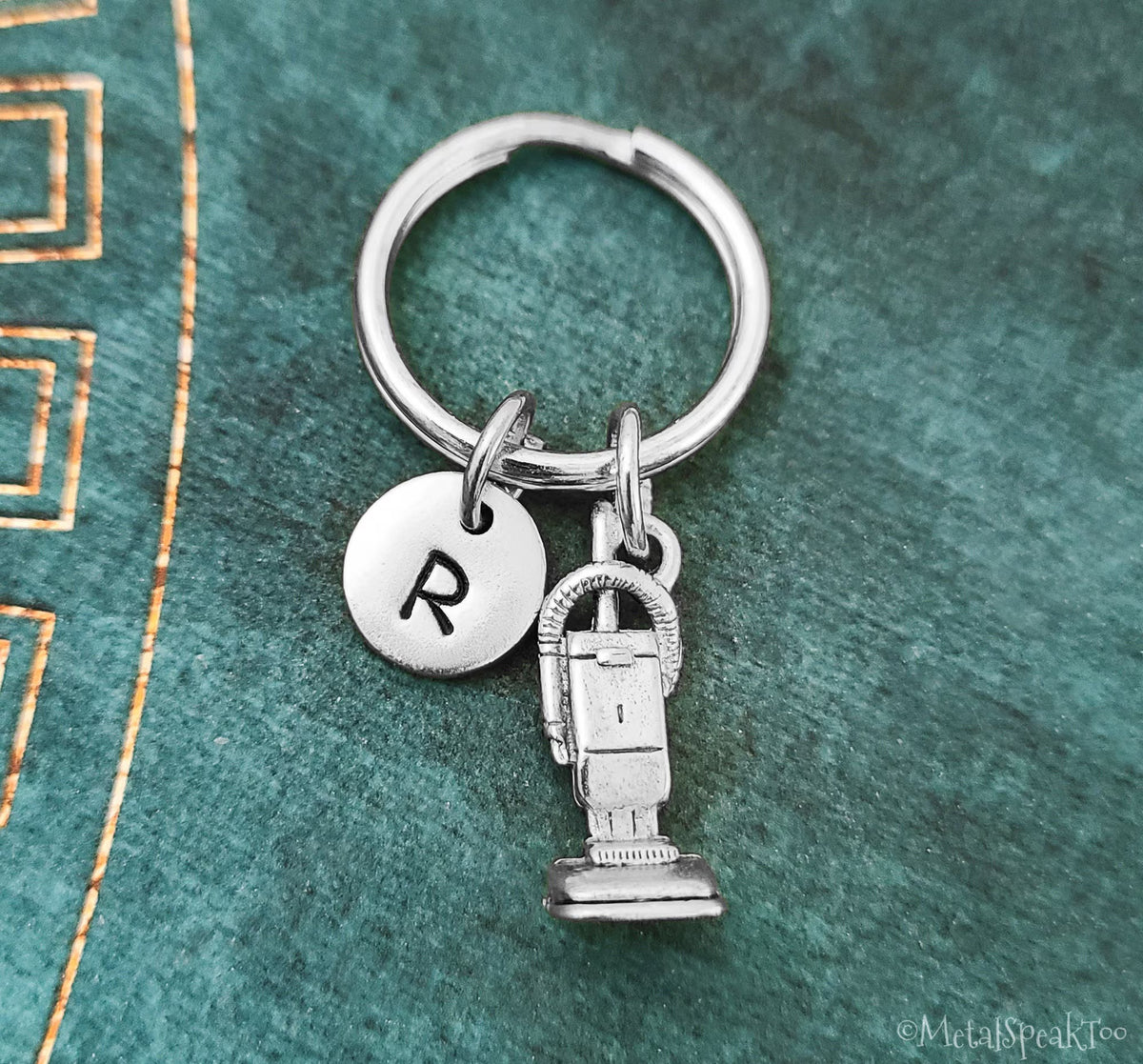 Vacuum Keychain with Initial (Silver-Toned)