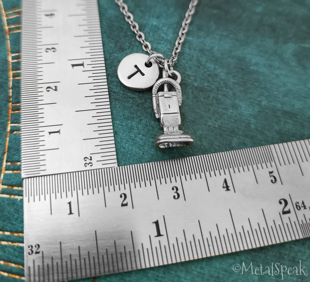 Vacuum Keychain with Initial (Silver-Toned)