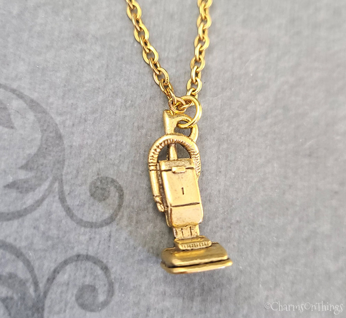 Vacuum Cleaner Charm Necklace (Gold-tone)