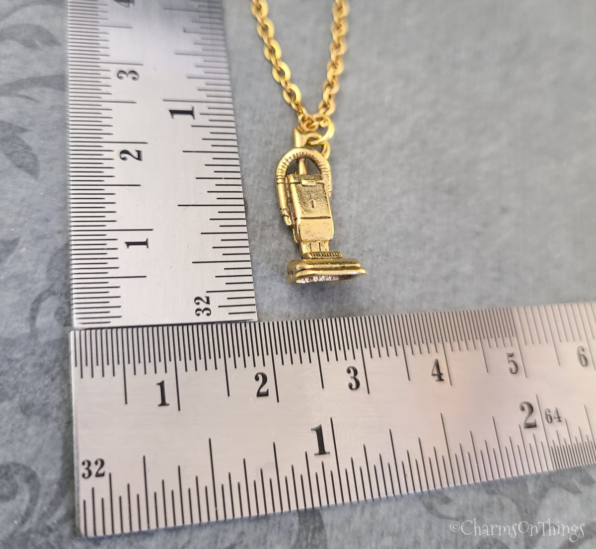 Vacuum Cleaner Charm Necklace (Gold-tone)