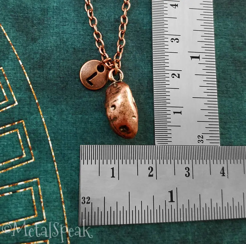 Potato Keychain with Initial (Copper-Toned)