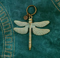 Dragonfly Keychain with Initial (Bronze & Verdigris)