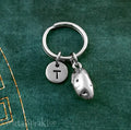 Potato Keychain with Initial (Silver-Toned)