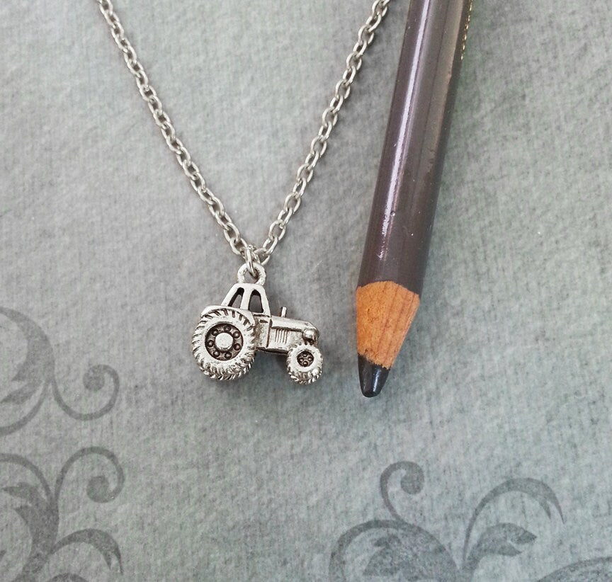 Silver Tractor Necklace (Silver-tone)