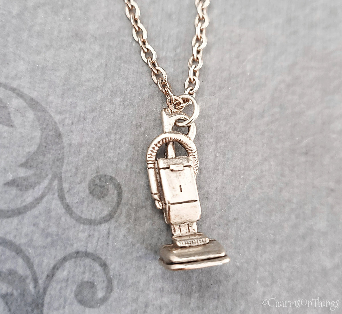 Silver Vacuum Cleaner Charm Necklace