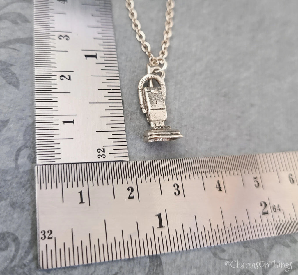 Silver Vacuum Cleaner Charm Necklace