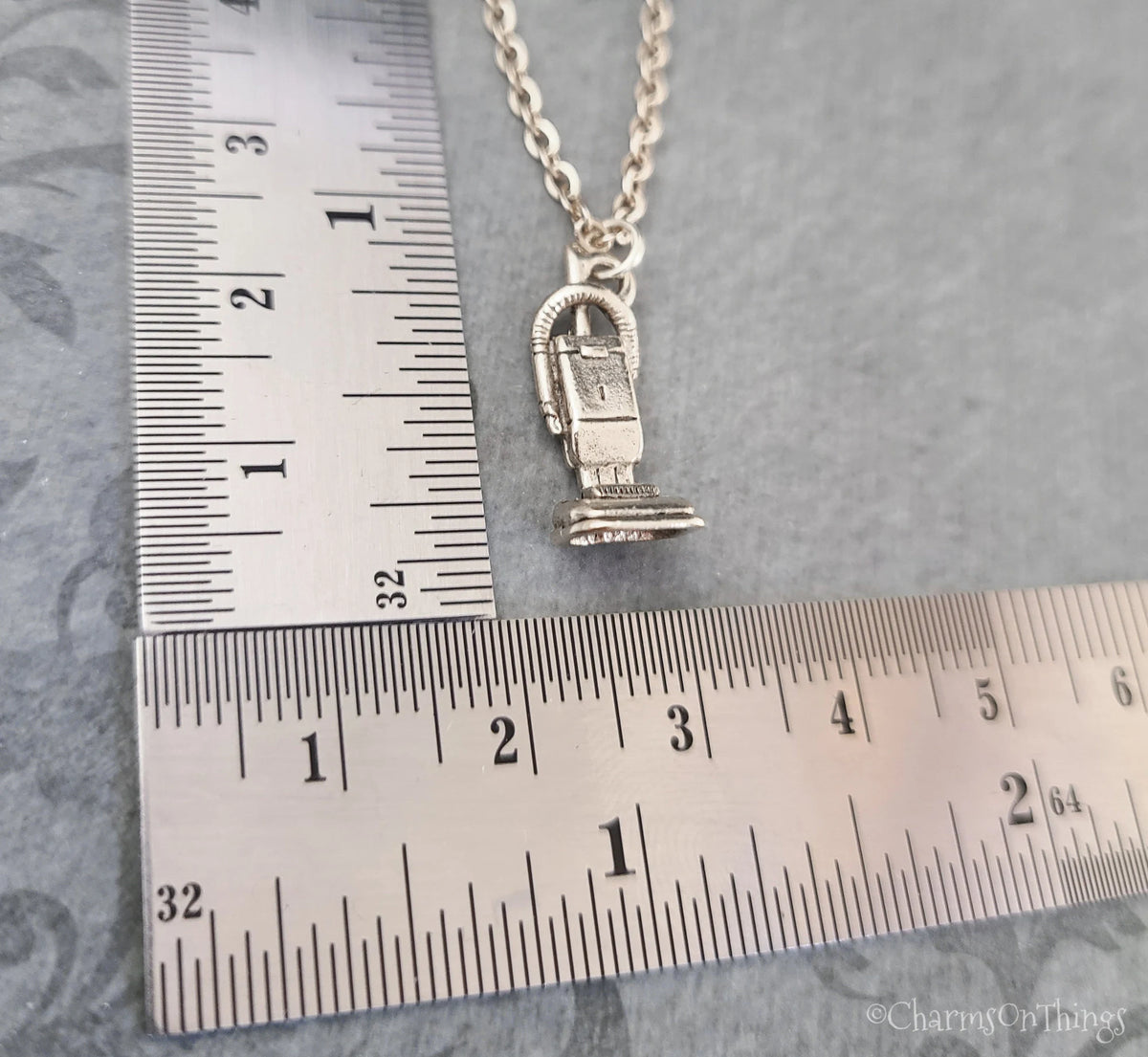 Silver Vacuum Cleaner Charm Necklace